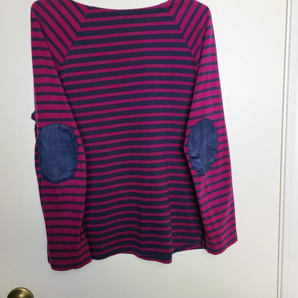 Izod Fuchsia and Blue Striped Pullover Top - Picture 4 of 8